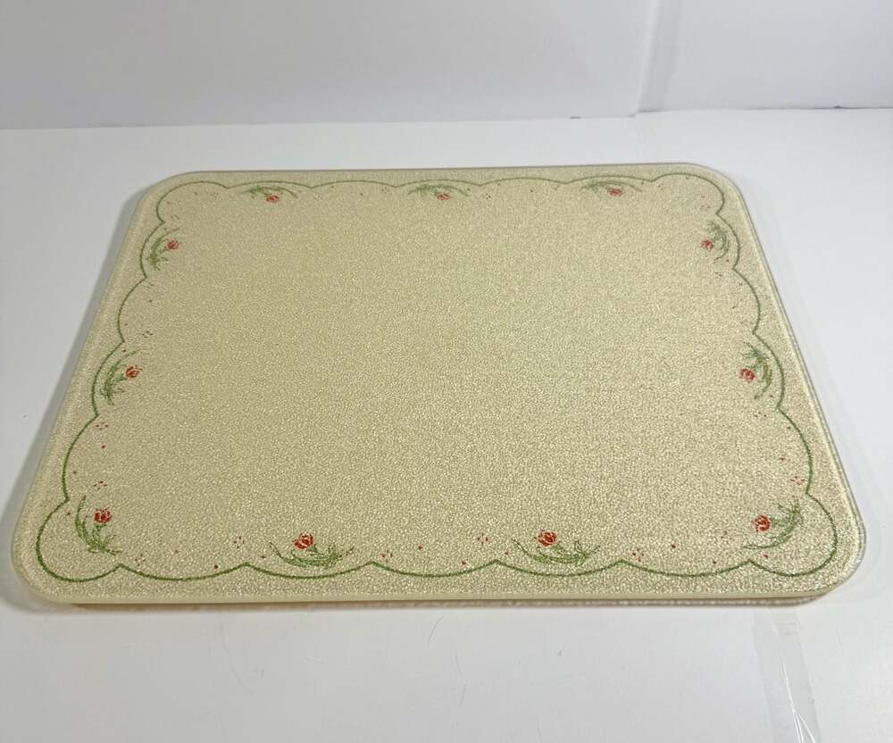 Vintage Corning Glass Works Calico Rose Counter Saver Cutting Board